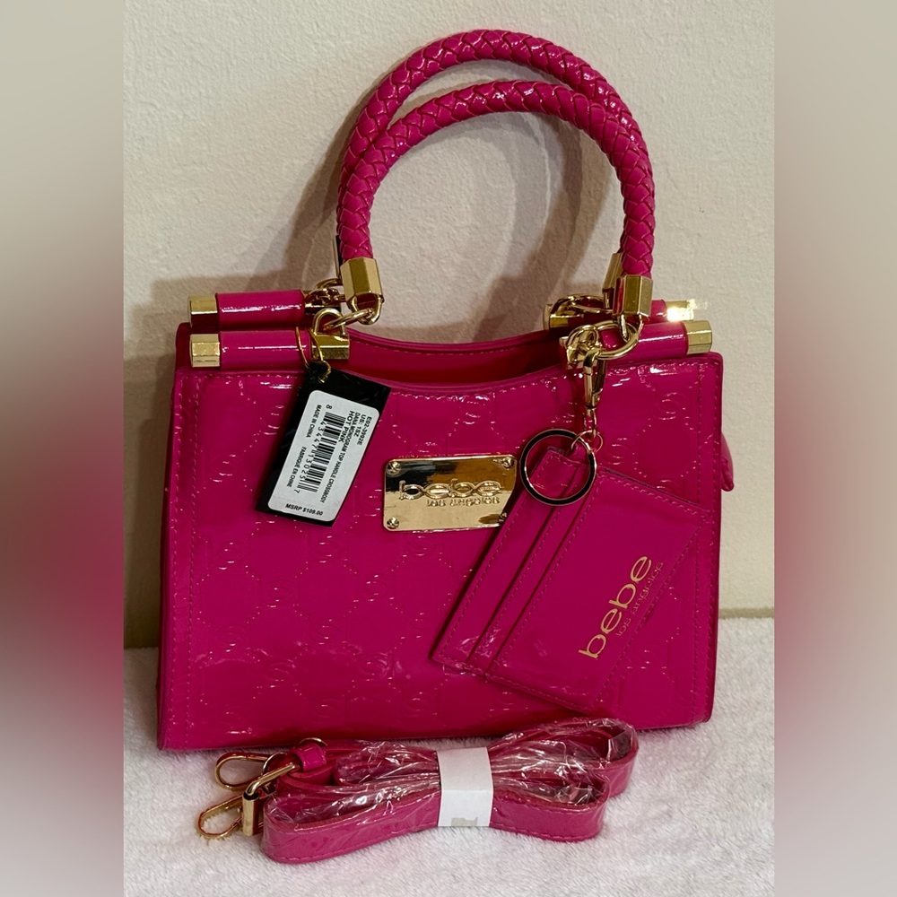 Bebe Dana Monogram Top Handle Crossbody - Hot Pink - NWT